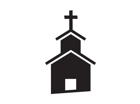A simple, stylized image of a church with a cross on the roof. The silhouette depicts a traditional church building.