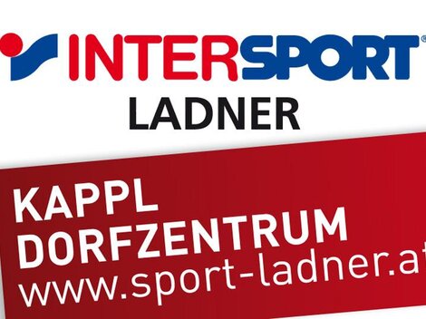 The image shows the logo of Intersport Ladner with the inscription "Kappl Dorfzentrum". Below is the website address "www.sport-ladner.at".
