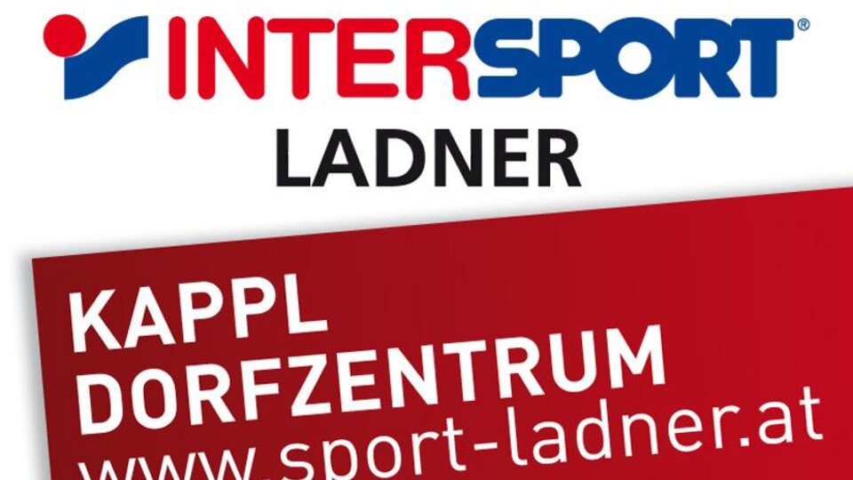 The image shows the logo of Intersport Ladner with the inscription "Kappl Dorfzentrum". Below is the website address "www.sport-ladner.at".